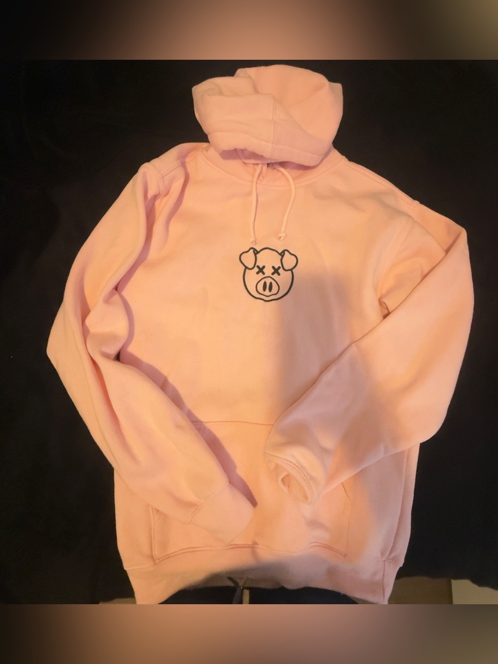 Soft Pink Pig Graphic Hoodie Sweatshirt - Women's Casual Pullover